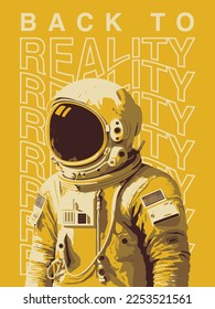 astronaut cosmonaut illustration with distorted text background