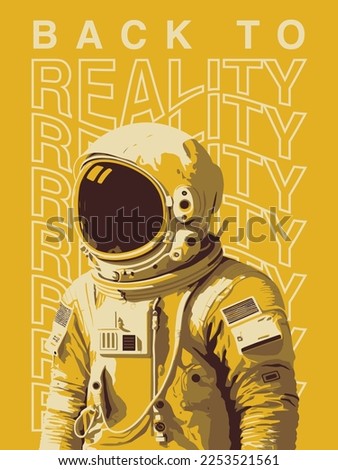 astronaut cosmonaut illustration with distorted text background