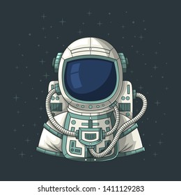 Astronaut or cosmonaut in space, Hand drawn vector illustration. 