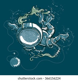 astronaut and cosmos. Vector illustration