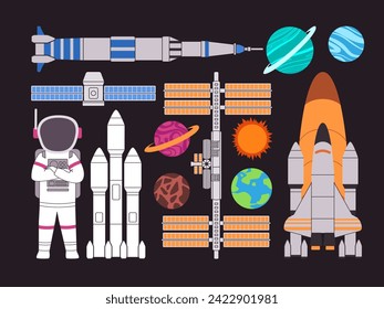 astronaut costume with planet satellite and rocket galaxy universe space environment