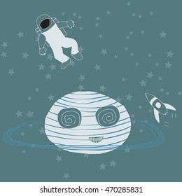 astronaut and crazy planet