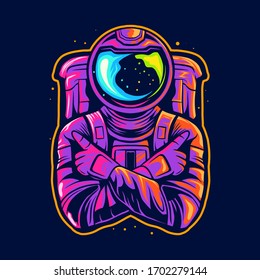 astronaut cross hand one finger vector illustration