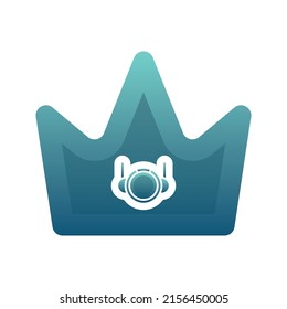 astronaut crown gradient logo design template icon