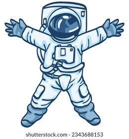 Astronaut Cute Cartoon Floating on Space Vector Illustration
