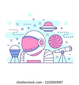 Astronaut cute concept website illustration design 1