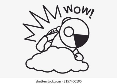 Astronaut. Cute astronaut. An astronaut on a cloudy sky vector illustration