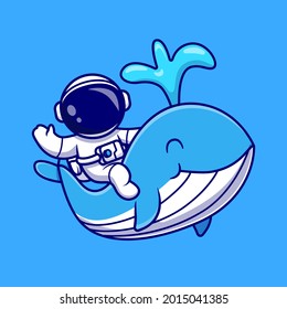 Astronaut Cute Whale Cartoon Vector Icon Stock Vector (Royalty Free ...