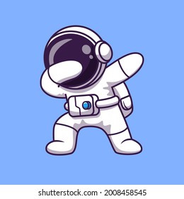 Astronaut Dabbing Cartoon Vector Icon Illustration. Science Technology Icon Concept Isolated Premium Vector. Flat Cartoon Style