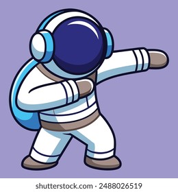 Astronaut Dabbing Cartoon Vector Icon