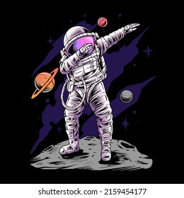 Astronaut dabbing on the moon space premium vector