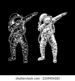 Astronaut dabbing on the moon space premium vector