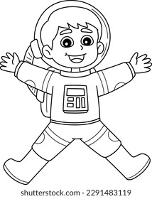 Astronaut Dad Isolated Coloring Page for Kids