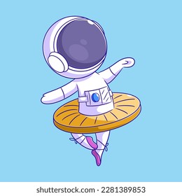 Astronaut dancing ballet in red shoes