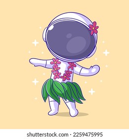 Astronaut dancing the hula dance happily