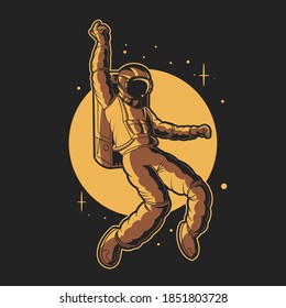 astronaut dancing on space happy vector illustration