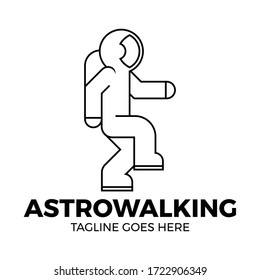 astronaut dancing and walking logo vector illustration