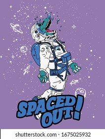 astronaut dinosaur spaced out graphic