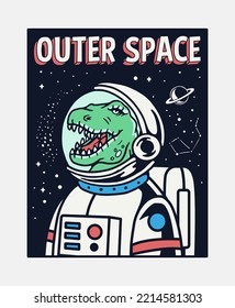 Astronaut dinosaur vector illustration for t-shirt prints, posters and other uses.