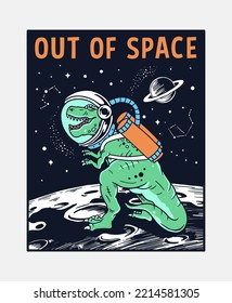 Astronaut dinosaur vector illustration for t-shirt prints, posters and other uses.