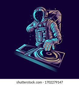 astronaut disc jockey vector illustration design