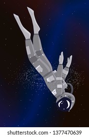 Astronaut dives in galaxy, vector illustration