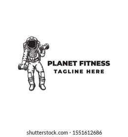 Astronaut do workout logo fitness and gym template