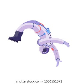 Astronaut does a backflip in space. Set of astronaut, human astronaut character vector design. Representation in various promotions. Vector flat cartoon illustration image isolated on white background