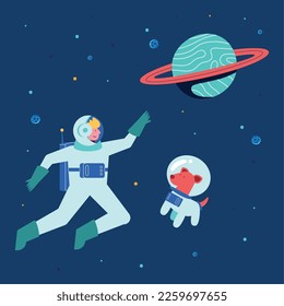 astronaut with dog space characters