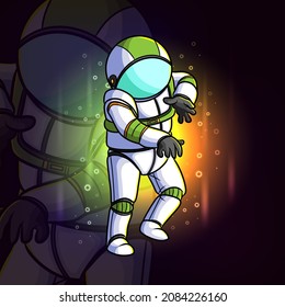 The astronaut is doing the break dance esport mascot design of illustration