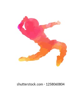 Astronaut doing the dance. Watercolor