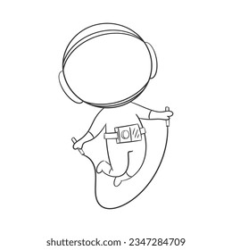 Astronaut doing a very good Jump Rope exercise for coloring
