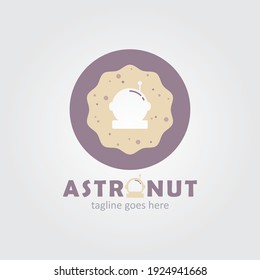 Plantilla de diseño de logotipo de astronautas y donuts 