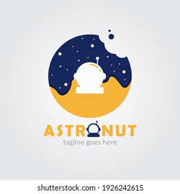 Astronaut Donuts Logo Template Design