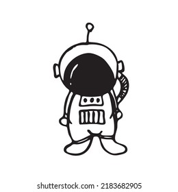 Astronaut doodle art for stickers or other design needs. A simple flat vector design