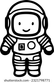 Astronaut doodle black outlines vector illustration