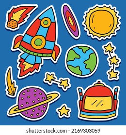 Astronaut doodle cartoon sticker design