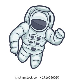 Astronaut Doodle Illustration Icon. Vector Design Space People Universe Cosmonaut Art.