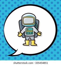 astronaut doodle, speech bubble