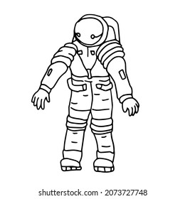 Astronaut in doodle style. Isolated vector.
