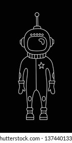 Astronaut doodle vector character isolated icon