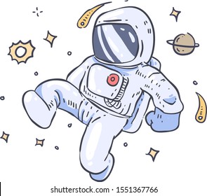 Astronaut doodle . Astronaut vector illustration