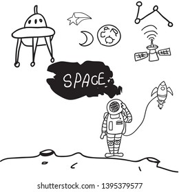 astronaut doodle vector illustration background