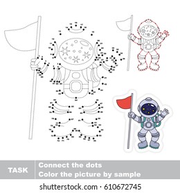 Astronaut. Dot to dot educational game for kids.