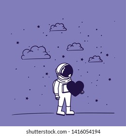 Astronaut draw with heart design