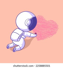 Astronauta dibujando un corazón rojo