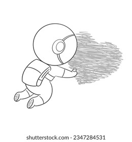 Astronaut drawing a red heart for coloring