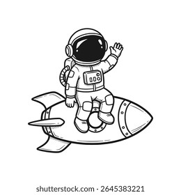 Astronaut drawing stars in outer space using giant pencil – Vector Illustration