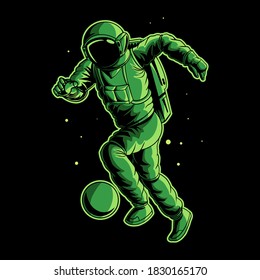 astronaut dribbling a ball on space