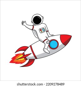 astronaut drive rocket flying to space design illustration. cosmonaut icon, sign and symbol.